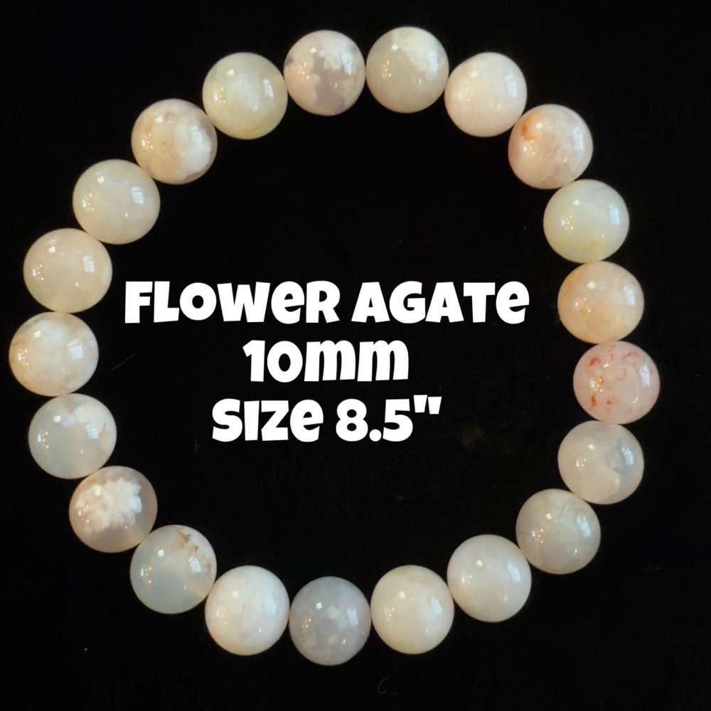 Authentic Flower Agate 10mm Beaded Stretchy by‎ Bombshell Beads
